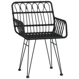 Berkfield Home 7 Piece Garden Dining Set Black Poly Rattan - thumbnail 6