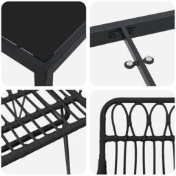 Berkfield Home 7 Piece Garden Dining Set Black Poly Rattan - thumbnail 9