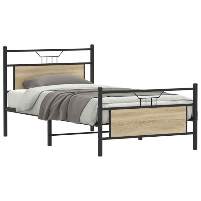 Berkfield Home Bed Frame without Mattress Sonoma Oak 100x190 cm Engineered Wood in Brown - image 1