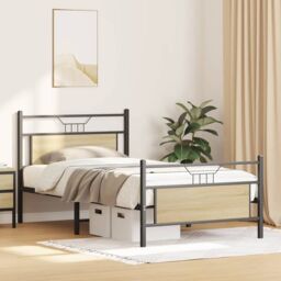 Berkfield Home Bed Frame without Mattress Sonoma Oak 100x190 cm Engineered Wood in Brown - thumbnail 5