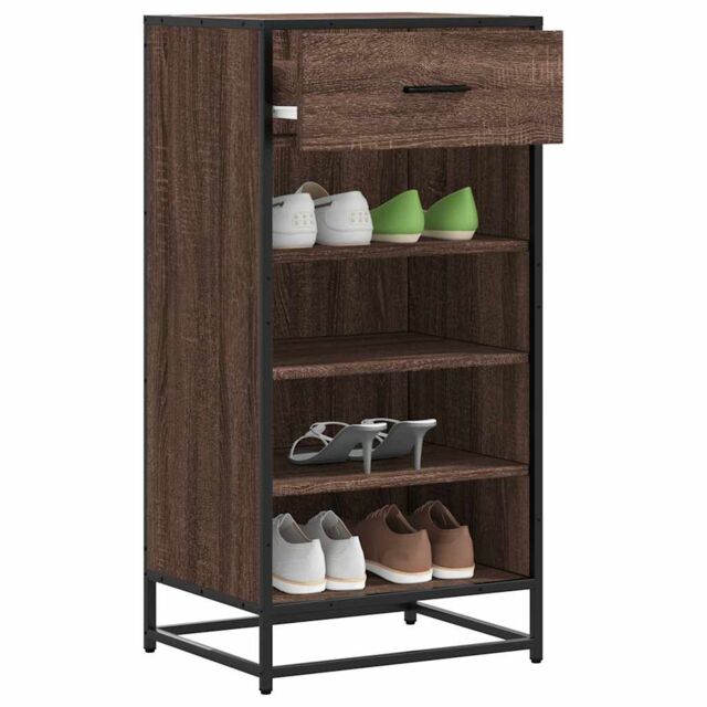 Berkfield Home Shoe Rack Brown Oak 48x38x97.5 cm Engineered Wood - image 1