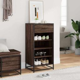 Berkfield Home Shoe Rack Brown Oak 48x38x97.5 cm Engineered Wood - thumbnail 3