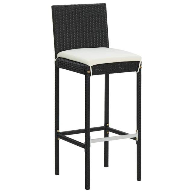 Berkfield Home Garden Bar Stools with Cushions 4 pcs Black Poly Rattan - image 1