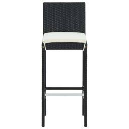Berkfield Home Garden Bar Stools with Cushions 4 pcs Black Poly Rattan - thumbnail 4