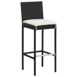 Berkfield Home Garden Bar Stools with Cushions 4 pcs Black Poly Rattan