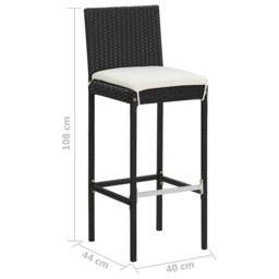 Berkfield Home Garden Bar Stools with Cushions 4 pcs Black Poly Rattan - thumbnail 9