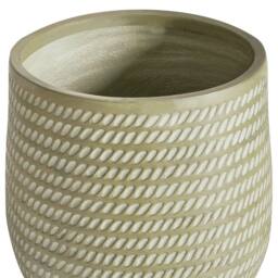 Wyld and Coco 39cm Green Fibre Clay Round Planter with Embossed Pattern Durable - thumbnail 4