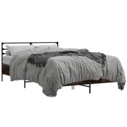 Berkfield Home Bed Frame without Mattress Smoked Oak 140x190 cm in Brown - thumbnail 1