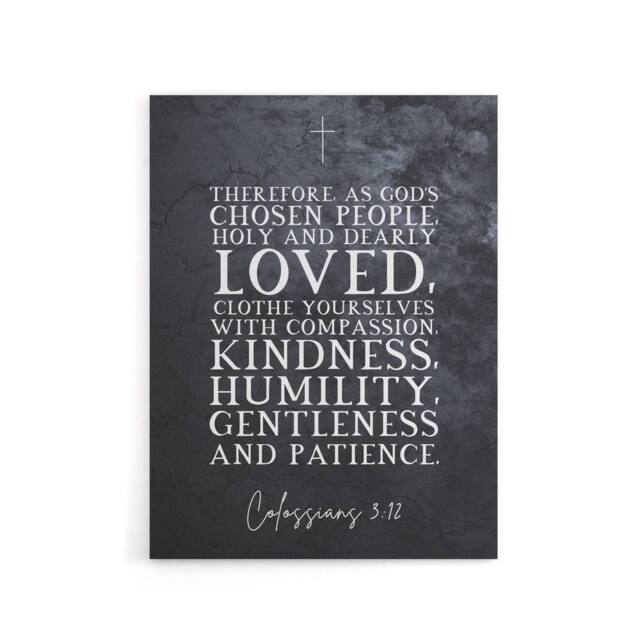 "Artery8 Colossians 3 12 Compassion Bible Quote Canvas Wall Art Print in Grey - Size: W18"" x H24""" - image 1