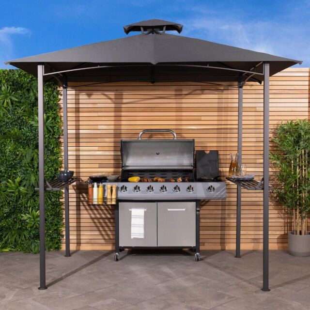 Charles Bentley 8 X 5Ft Steel Grill Gazebo Outdoor Tent Shelter in Grey - image 1