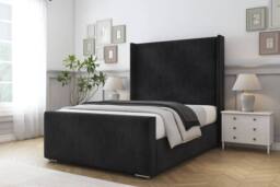 "Sloomy Devonshire Naples Frame-Mattress-50"" Upholstered Wingback Headboard in Black - Size: King" - thumbnail 2