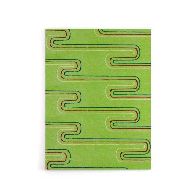"Artery8 Green Red Line Textile Pattern Canvas Wall Art Print Furuya Korin - Size: W18"" x H24""" - image 1