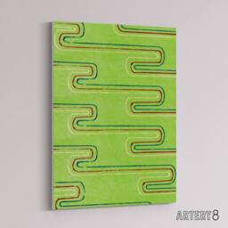 "Artery8 Green Red Line Textile Pattern Canvas Wall Art Print Furuya Korin - Size: W18"" x H24""" - thumbnail 2