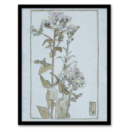 Artery8 Aster on Green Ground Vintage Framed Wall Art Print Overbeck in Blue - Size: A4 - thumbnail 1