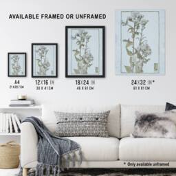 Artery8 Aster on Green Ground Vintage Framed Wall Art Print Overbeck in Blue - Size: A4 - thumbnail 3
