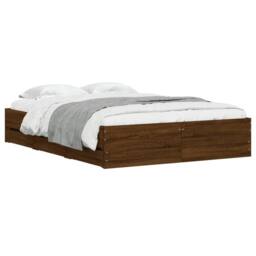 Berkfield Home Modern Bed Frame w/Drawers Frame Brown Oak 120x190 cm Small Double - thumbnail 1