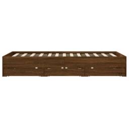 Berkfield Home Modern Bed Frame w/Drawers Frame Brown Oak 120x190 cm Small Double - thumbnail 7