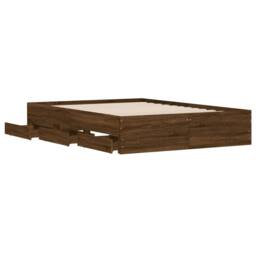 Berkfield Home Modern Bed Frame w/Drawers Frame Brown Oak 120x190 cm Small Double - thumbnail 5