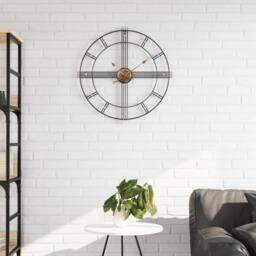 Berkfield Home Wall Clock Black √ò60 cm Iron - thumbnail 2