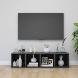 Berkfield Home TV Cabinets 4 pcs High Gloss Grey 37x35x37 cm Engineered Wood - Size: 37 x 35 x 37 cm - thumbnail 2