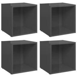 Berkfield Home TV Cabinets 4 pcs High Gloss Grey 37x35x37 cm Engineered Wood - Size: 37 x 35 x 37 cm - thumbnail 1