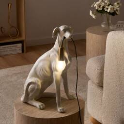 Wyld and Coco Greyhound Table Lamp - Matte White Polyresin