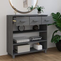Berkfield Home Console Table HAMAR Dark Grey 90x35x90 cm Solid Wood Pine - Size: 90 x 35 x 90 cm - thumbnail 3