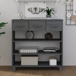 Berkfield Home Console Table HAMAR Dark Grey 90x35x90 cm Solid Wood Pine - Size: 90 x 35 x 90 cm