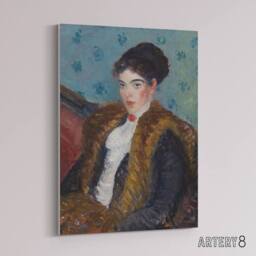 "Artery8 Girl with Fox Furs William James Glackens Canvas Wall Art Print - Size: W12"" x H16""" - thumbnail 2