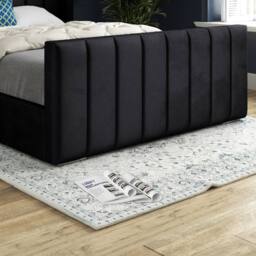 KDMD Sturminster Winged Upholstered Black Soft Velvet Designer Bed Frame - Size: Small Double - thumbnail 6