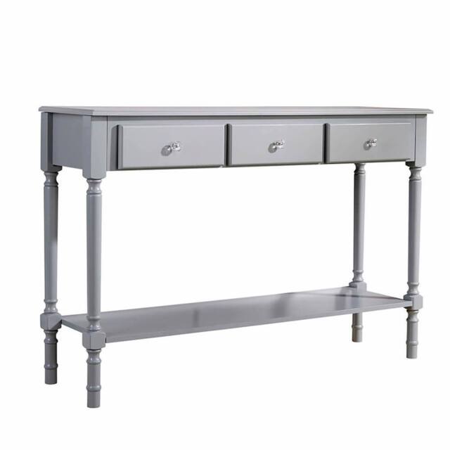 FORGEVIO Wooden 3 Drawer Hallway Console Table Side Desk Home Furniture in Grey - image 1
