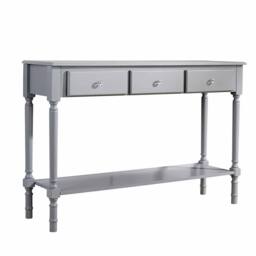 FORGEVIO Wooden 3 Drawer Hallway Console Table Side Desk Home Furniture in Grey - thumbnail 1