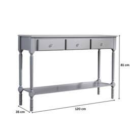FORGEVIO Wooden 3 Drawer Hallway Console Table Side Desk Home Furniture in Grey - thumbnail 2