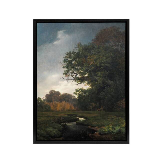 "Artery8 Landscape With Gray Weather Lundbye Black Framed Canvas Wall Art Print - Size: W24"" x H32""" - image 1