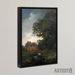 "Artery8 Landscape With Gray Weather Lundbye Black Framed Canvas Wall Art Print - Size: W24"" x H32""" - thumbnail 2