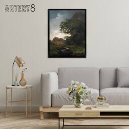 "Artery8 Landscape With Gray Weather Lundbye Black Framed Canvas Wall Art Print - Size: W24"" x H32""" - thumbnail 3