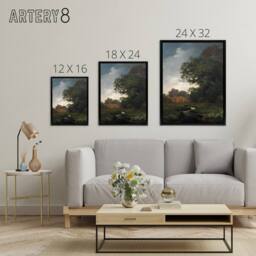 "Artery8 Landscape With Gray Weather Lundbye Black Framed Canvas Wall Art Print - Size: W24"" x H32""" - thumbnail 4
