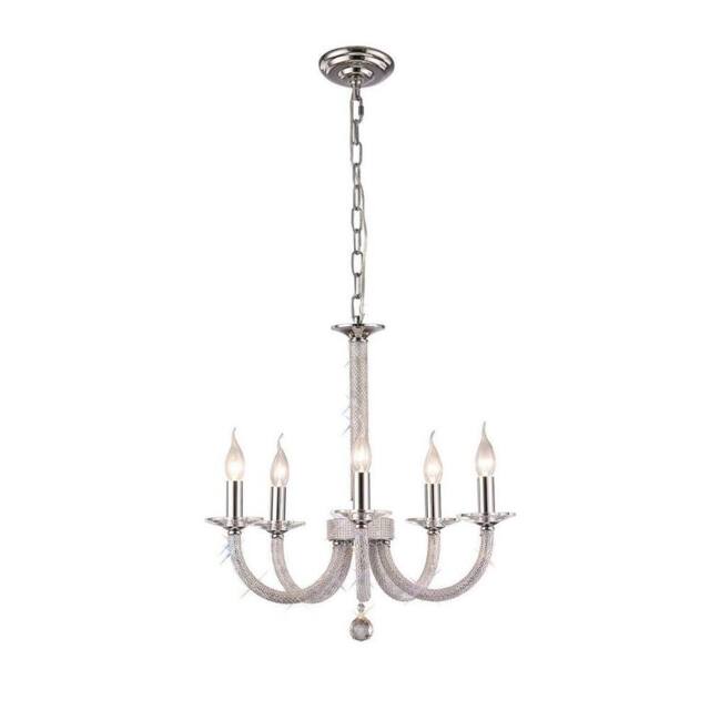 Netlighting Elena Ceiling Pendant Chandelier 5 Light Polished Chrome Crystal in Grey - image 1