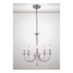 Netlighting Elena Ceiling Pendant Chandelier 5 Light Polished Chrome Crystal in Grey - thumbnail 2