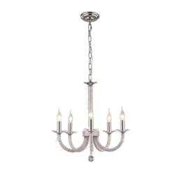 Netlighting Elena Ceiling Pendant Chandelier 5 Light Polished Chrome Crystal in Grey - thumbnail 1