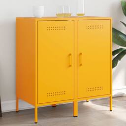 Berkfield Home Sideboards 2 pcs Mustard Yellow 36x39x79 cm Steel - Size: 36 x 39 x 79 cm - thumbnail 2