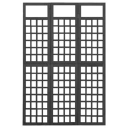 Berkfield Home 3-Panel Room Divider/Trellis Solid Fir Wood Black 121x180 cm - thumbnail 3