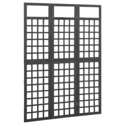 Berkfield Home 3-Panel Room Divider/Trellis Solid Fir Wood Black 121x180 cm - thumbnail 2