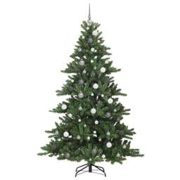 Berkfield Home Artificial Hinged Christmas Tree with 300 LEDs 210 cm PVC in Green - thumbnail 4