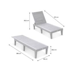 sweeek Pair Of Plastic Sun Loungers With Textured Wood Effect in Black - thumbnail 6