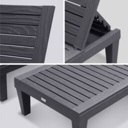 sweeek Pair of plastic sun loungers with textured wood effect in Black - thumbnail 7