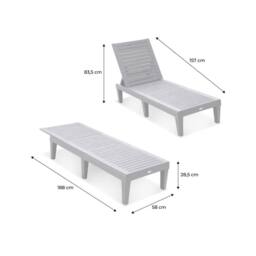sweeek Pair Of Plastic Sun Loungers With Textured Wood Effect in Black - thumbnail 5
