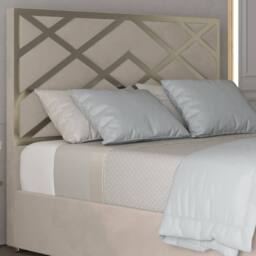 Casani Marden Upholstered Soft Velvet Beige Metal Designer Bed Frame in Cream - Size: King - thumbnail 5