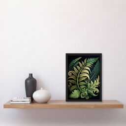 Artery8 Ernst Haeckel Style Fern Fronds Leaf Illustration Artwork Framed Wall Art Print A4 in Black - thumbnail 2