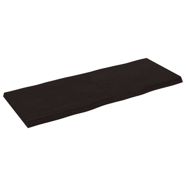 Berkfield Home Table Top Dark Grey 140x50x(2-4) cm Treated Solid Wood Live Edge in Dark Brown - image 1